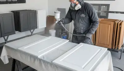 Professional cabinet painting in Ogden, UT kitchen with smooth, durable finish by expert painters