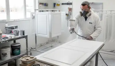 Professional cabinet painting process creating smooth kitchen finishes in Ogden, UT homes