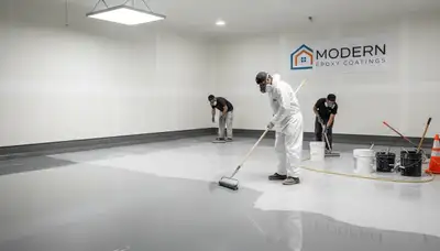 Epoxy floor coating in Ogden UT garage by professional painters for durable, moisture-resistant finish