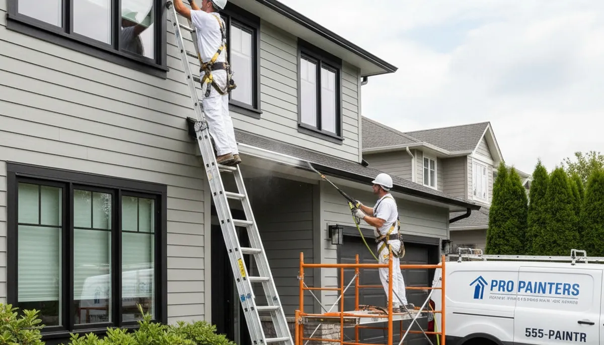 Professional gutter painting service on a home exterior in Ogden, UT by expert house painters