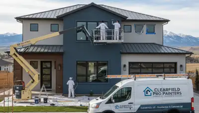 Professional house painters in Ogden UT applying fresh exterior paint to a residential home