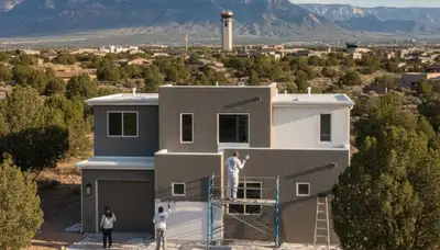 Professional house painters working on residential exterior in Ogden, UT
