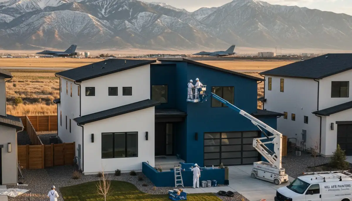 Professional house painters working on residential exterior in Ogden, UT