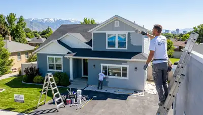 Professional house painters working on exterior home painting in Ogden, UT