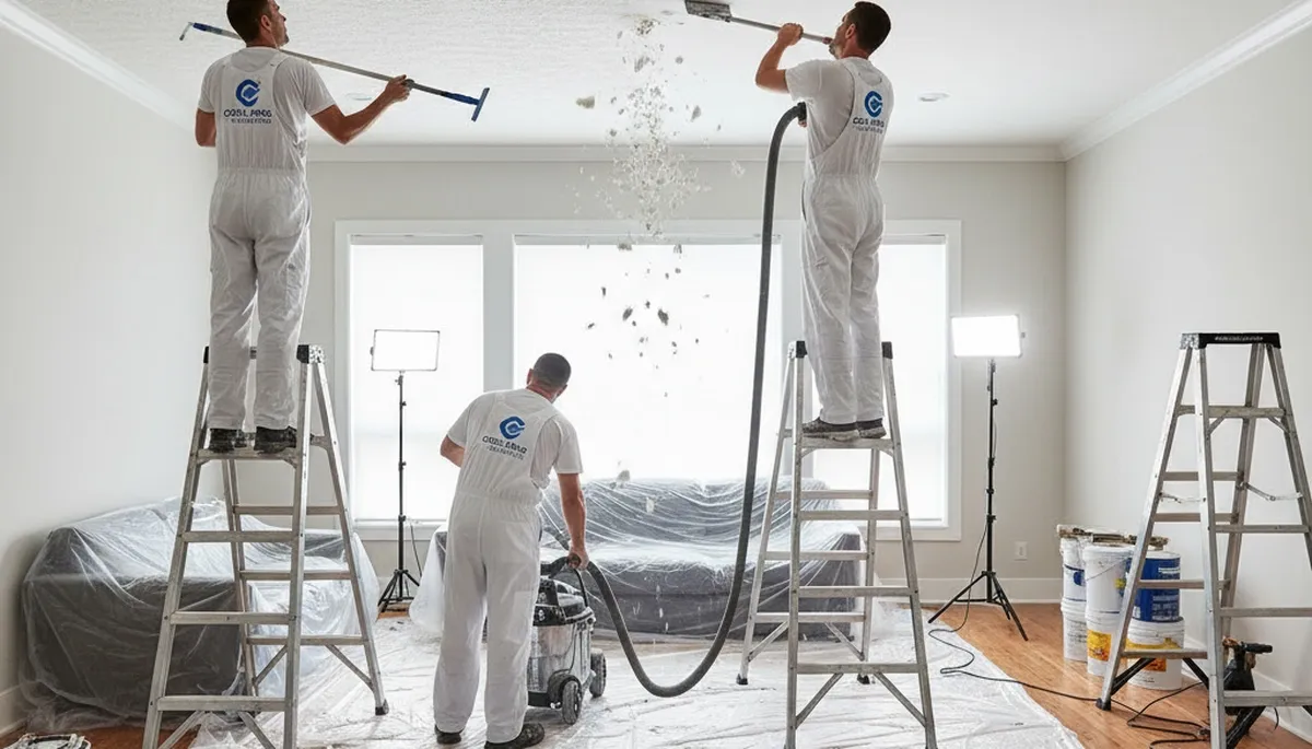 Professional popcorn ceiling removal in Ogden, UT home by skilled painting contractors
