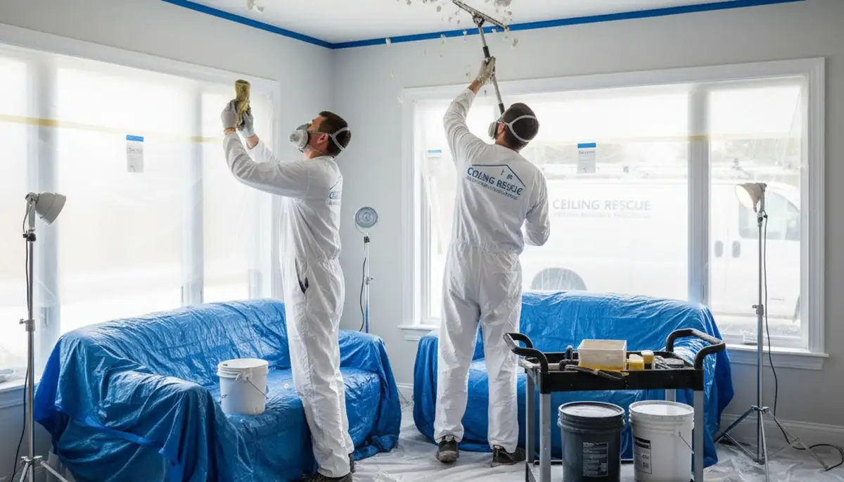 Professional popcorn ceiling removal by house painters in Ogden, UT for smooth modern interiors