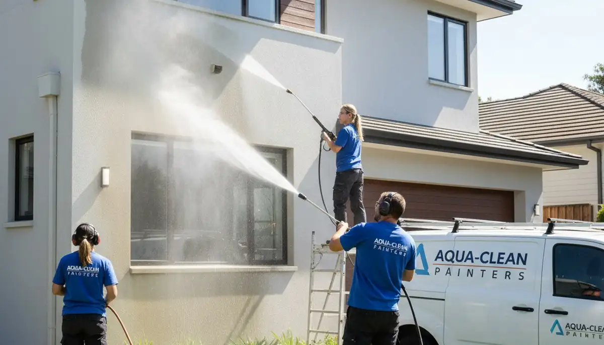 Professional pressure washing exterior home surfaces in Ogden, UT by local house painting experts