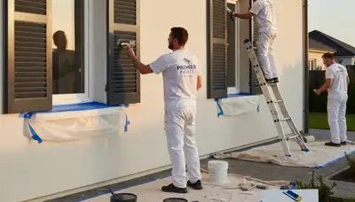 Professional painters refinishing exterior shutters in Ogden, UT for lasting curb appeal