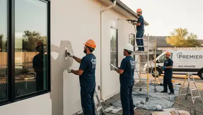 Painter restoring stucco exterior in Ogden, UT for expert moisture-resistant home repair