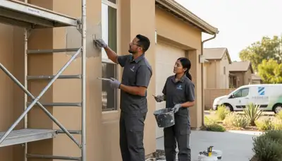Professional stucco repair on home exterior in Ogden, UT by expert house painters