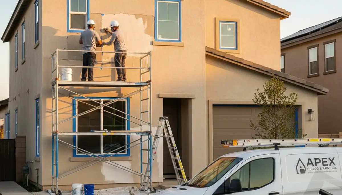 Professional stucco repair on home exterior in Ogden, UT by expert house painting contractors
