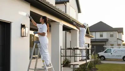 Professional trim and fascia painting on a home exterior in Ogden, UT by local house painters
