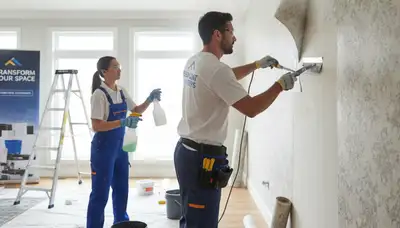 Professional wallpaper removal service in Ogden, UT preparing walls for fresh interior painting